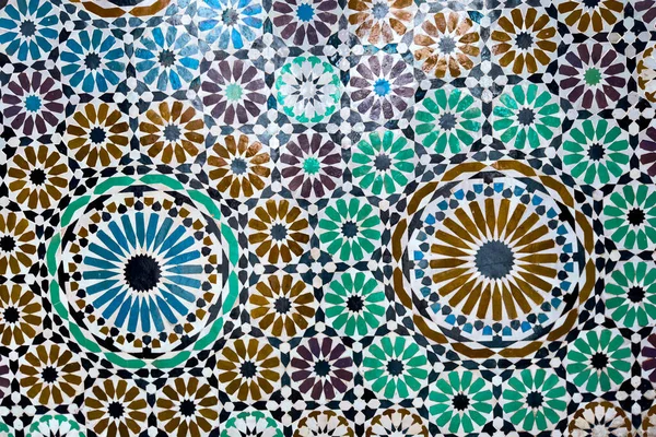 Moroccan traditional Mosaic inside Zawiya of Moulay Idris II in Fez, Morocco