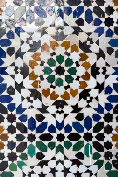 Moroccan traditional Mosaic inside Zawiya of Moulay Idris II in Fez, Morocco