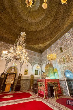 Beautiful interior of Zawiya of Moulay Idris II in the medina of Fez, Morocco
