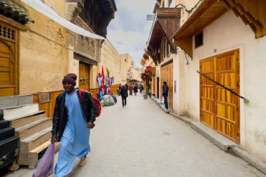 People walking in the old town of Fes, Morocco