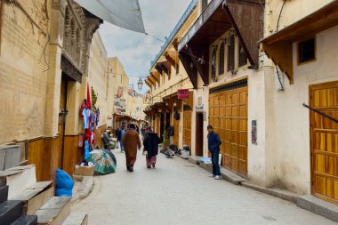 People walking in the old town of Fes, Morocco