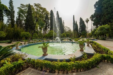 Beautiful fountain inside Jnan Sbil gardens in the old medina of Fez, Morocco