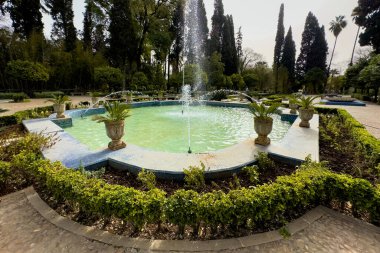 Beautiful fountain inside Jnan Sbil gardens in the old medina of Fez, Morocco