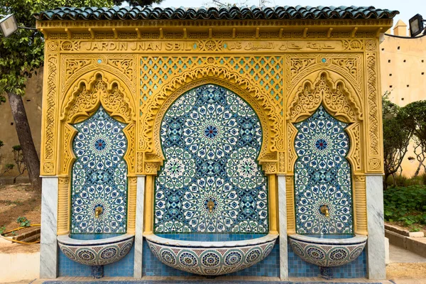 Traditional Moroccan Wall Fountain Jnan Sbil Gardens Fez — Stock Photo, Image