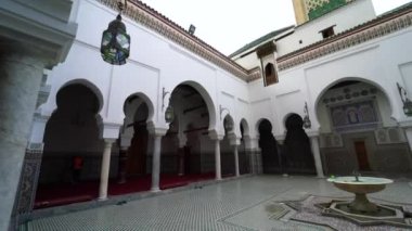 Beautiful interior of Zawiya of Moulay Idris II in the medina of Fez, Morocco