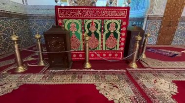 Beautiful interior of Zawiya of Moulay Idris II in the medina of Fez, Morocco