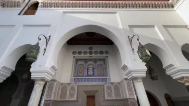 Beautiful interior of Zawiya of Moulay Idris II in the medina of Fez, Morocco