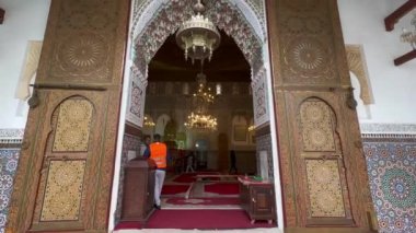 Beautiful interior of Zawiya of Moulay Idris II in the medina of Fez, Morocco