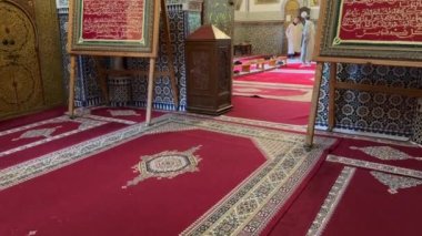 Beautiful interior of Zawiya of Moulay Idris II in the medina of Fez, Morocco