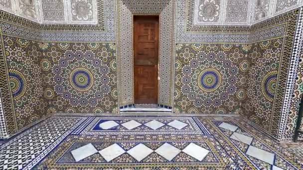 Beautiful Interior Zawiya Moulay Idris Medina Fez Morocco — Stock video