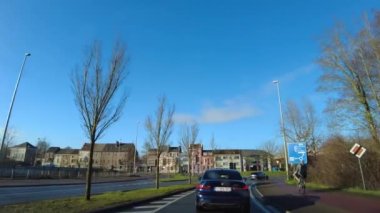 Dashcam of a car driving on the road in Brussels, Belgium