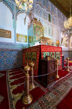 Beautiful interior of Zawiya of Moulay Idris II in the medina of Fez, Morocco