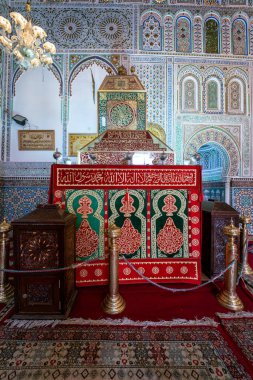 Beautiful interior of Zawiya of Moulay Idris II in the medina of Fez, Morocco
