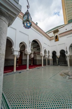 The mosque minaret of Zawiya of Moulay Idris II in the medina of Fez