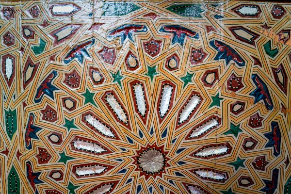 Крупный План Традиционной Красочной Деревянной Двери Завии Мулай Идриса Медине — стоковое фото
