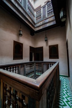 The interior of Cherratine Madrasa in the old medina of Fez, Morocco