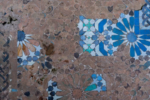 Suelo Mosaico Envejecido Madrasa Cherratine Antigua Medina Fez Marruecos —  Fotos de Stock