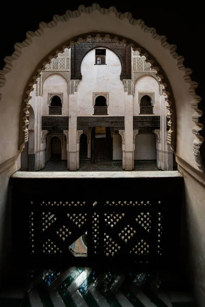 Interior Cherratine Madrasa Old Medina Fez Morocco — Fotografia de Stock