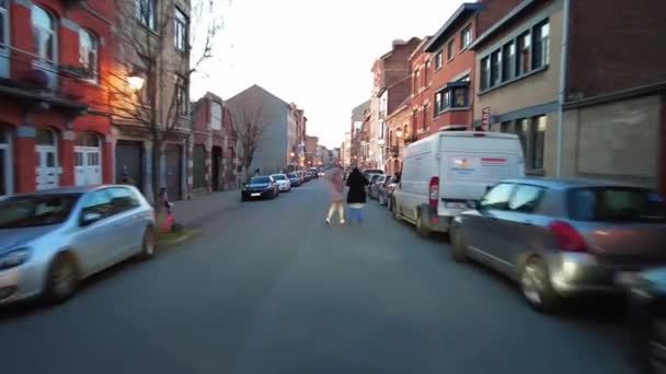 Záběry Kamer Reálném Čase Autem Jedoucím Silnici Odpoledne Bruselu Belgie — Stock video