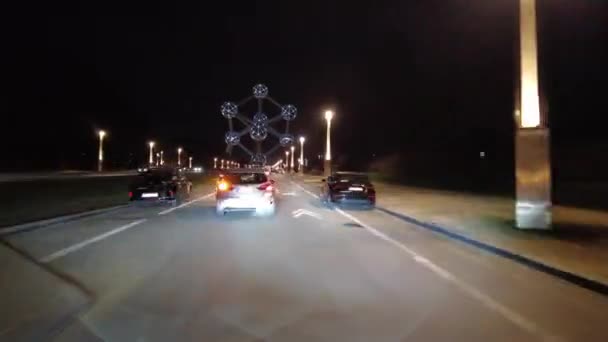Timelapse Dashcam Footage Car Driving Road Night Brussels Bélgica — Vídeo de Stock