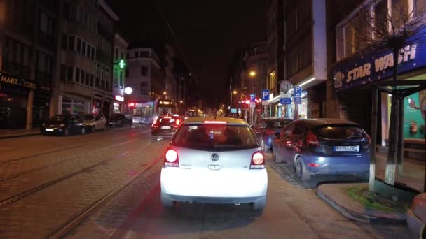 Real Time Dashcam Footage Car Driving Road Night Brussels Belgium