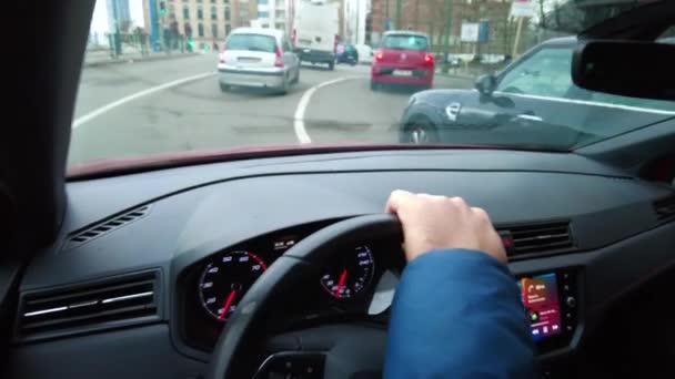 Foto Fpv Una Persona Conduciendo Coche Seat Carretera Bruselas Bélgica — Vídeo de stock
