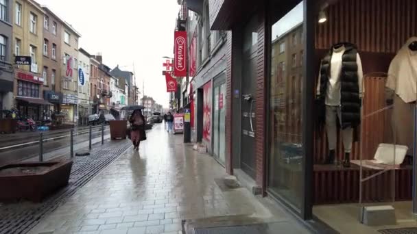 Fpv Une Personne Marchant Dans Les Rues Bruxelles Belgique — Video