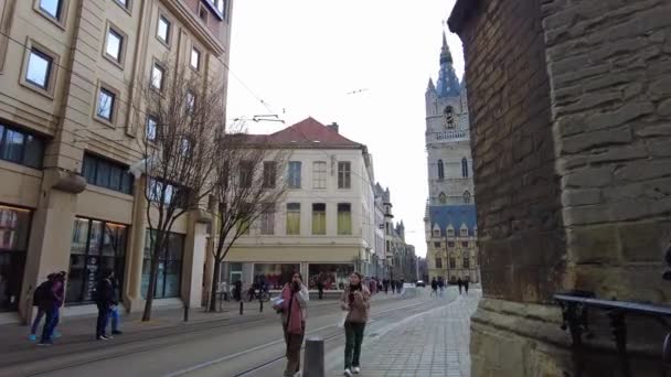 比利时根特大街上一个人的Fpv — 图库视频影像