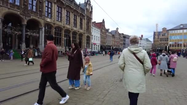 벨기에 겐트의 거리를 사람의 — 비디오