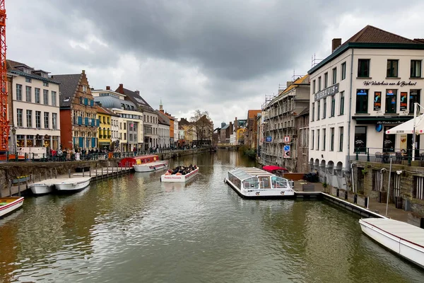 Stadsrondvaartboot Varen Het Kanaal Gent België — Stockfoto