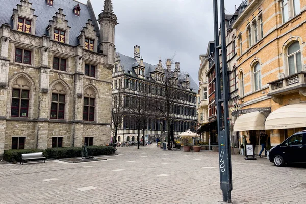 Beautiful Buildings Sint Baafsplein Square Ghent Belgium — Stock Photo, Image