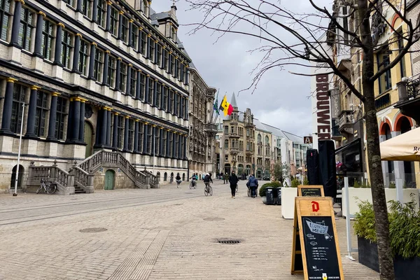 Gente Caminando Por Calle Gante Bélgica — Foto de Stock