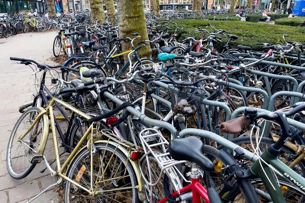 Lots Bicycles Parked Gent Sint Pieters Railway Station Ghent Belgium — Stock Photo, Image