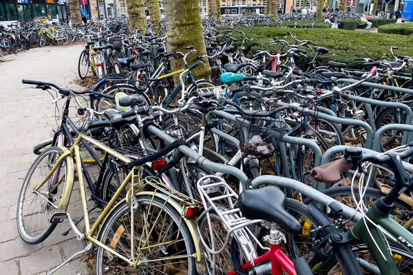 Montón Bicicletas Aparcadas Cerca Estación Gent Sint Pieters Gante Bélgica — Foto de Stock