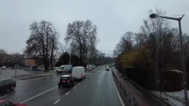 Dashcam View Flixbus Driving Road Belgium France — стоковое видео
