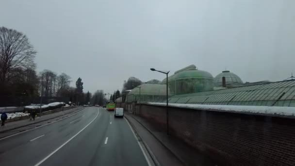 Dashcam Från Flixbus Körning Vägen Belgien Och Frankrike — Stockvideo