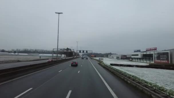 Dashcam View Flixbus Driving Road Belgium France — Stock Video