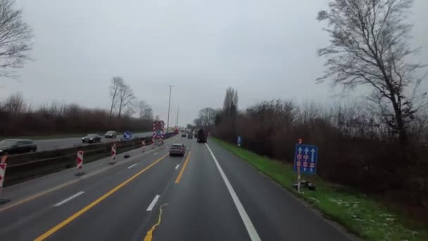 Dashcam View Flixbus Driving Road Belgium France — Stock Video