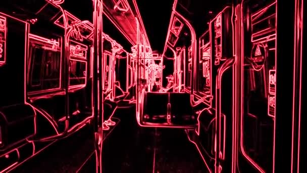 Абстрактный Футуристический Интерьер Современного Поезда Метро Движении — стоковое видео