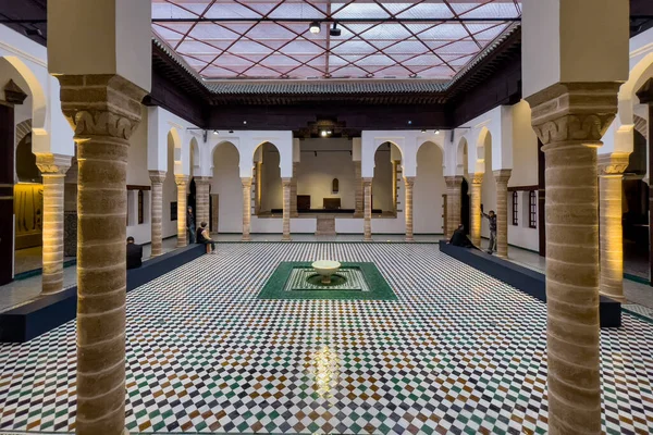 stock image Beautiful fountain in the middle of a courtyard at National Museum of Jewelry in Rabat, Morocco