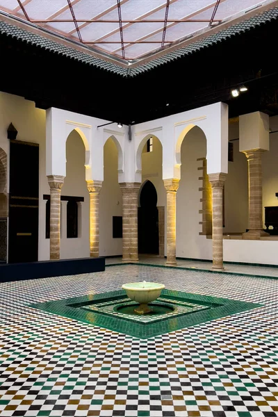 Gyönyörű Szökőkút Udvar Közepén National Museum Jewelry Rabat Marokkó — Stock Fotó