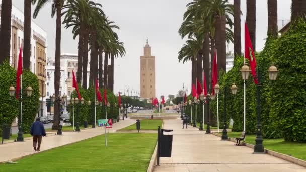 Rabat Fas Taki Muhammed Bulvarı Ndan Cami Assounna Manzarası — Stok video