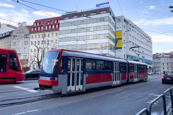 stock image Modern tramway on the road in Vienna, Austria