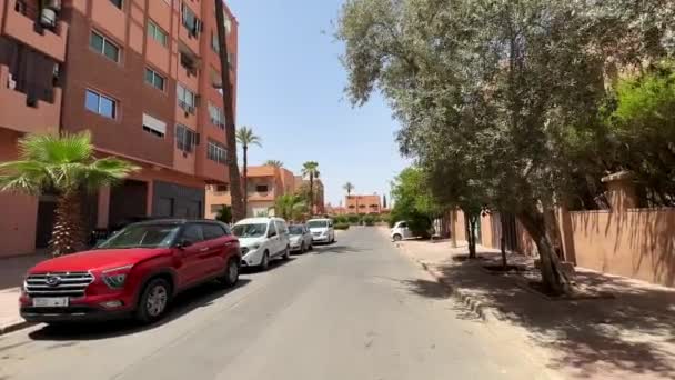 Pov Wandern Der Stadt Marrakesch Marokko — Stockvideo