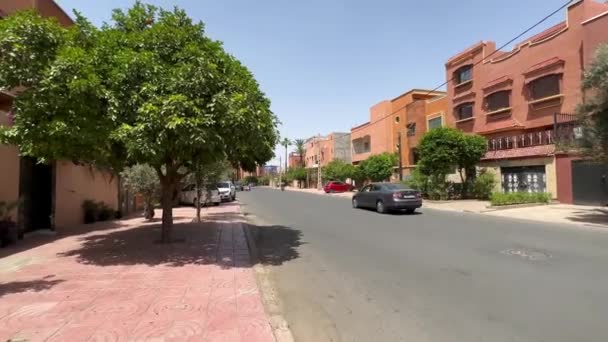 Pov Piedi Nella Città Marrakech Marocco — Video Stock