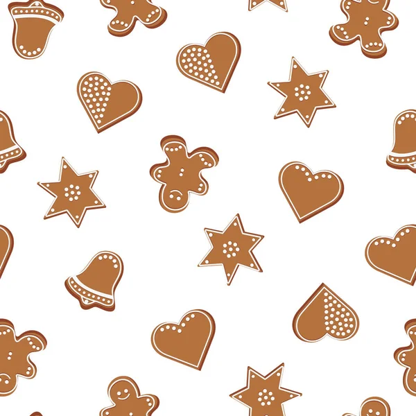 Christmas Gingerbread Seamless Pattern Prints Packaging Template Wrapping Paper Textiles — Stock Vector
