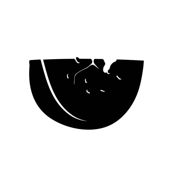 Черный Арбуз Отпечаток Иконки Фруктов Белом Фоне — стоковый вектор