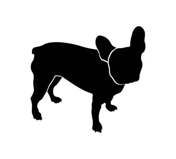 French Bulldog Silhouette Isolated White Background — Vetor de Stock