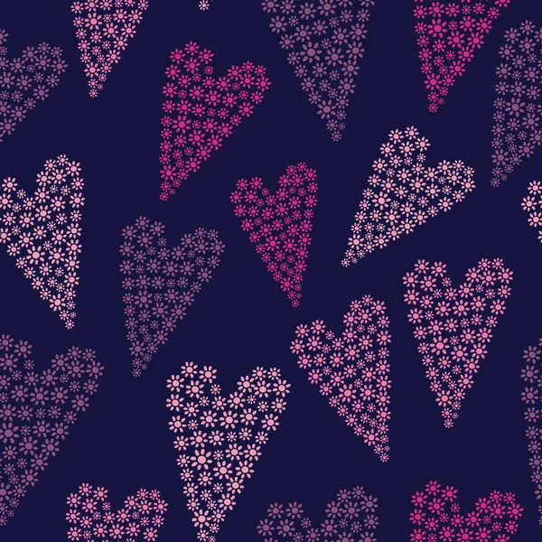 Harten Naadloos Patroon Hartvormige Bloemen Meisjespatroon Prenten Verpakkingssjabloon Textiel Beddengoed — Stockvector