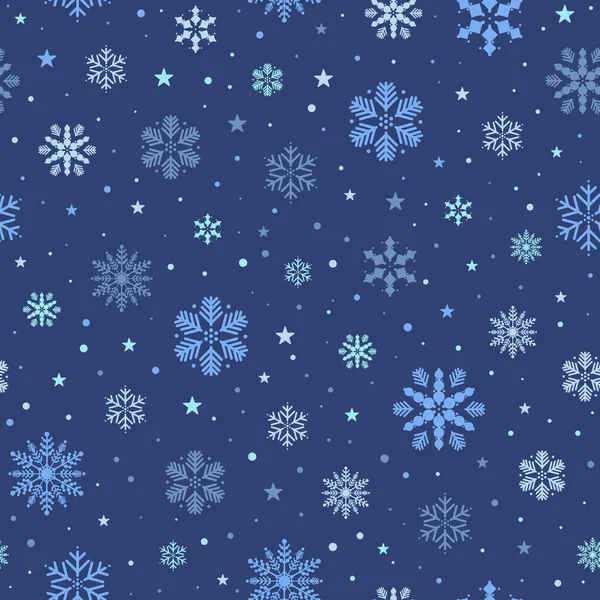 Weihnachten Nahtlos Schneeflocken Schneit Dekoratives Muster Sterne Und Tupfen Verpackungsdesign — Stockvektor